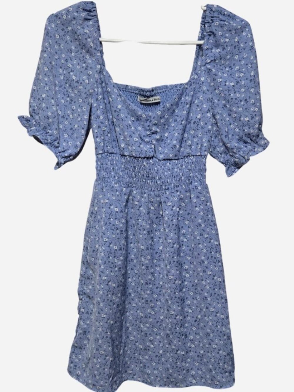 Abercrombie & Fitch Blue Ditsy Floral Smocked Puff Sleeve Mini Dress XS